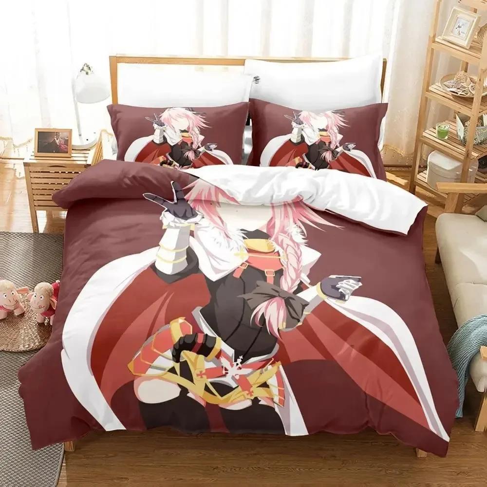 New Anime Fate - Astolfo Bedding Set Printed Bed Set With Pillowcase Bed Duvet Cover Soft Single Double Queen Super King Size