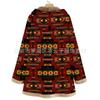 Hooded Jacket Women Plus Size Loose Long Coat Warm Fleece Retro Printed Outwear Pockets