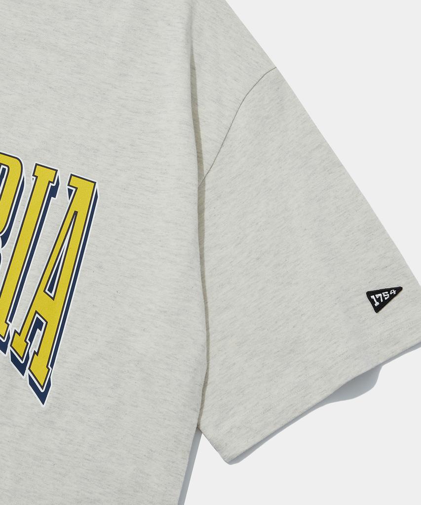 COLUMBIA UNIVERSITY Vtg Crack Logo S/S T-Shirts Oatmeal