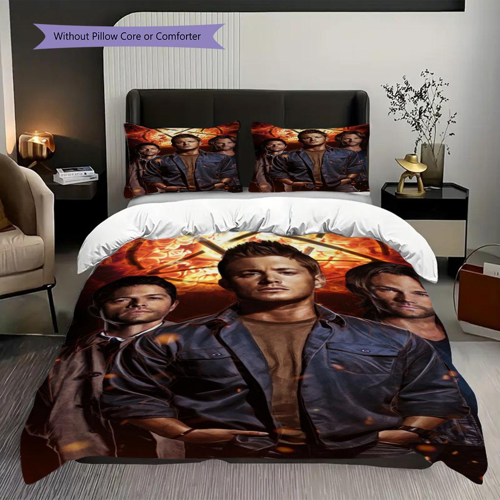 Supernatural Legacy Seasons Mystery Magic Three-piece Set (1 * Duvet Cover + 2 * Pillowcase, Without Core) 2D Flat Christmas Birthday Gift