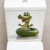 Cartoon Alligator Toilet Stickers, Waterproof Self-Adhesive Decals for Bathroom Decor