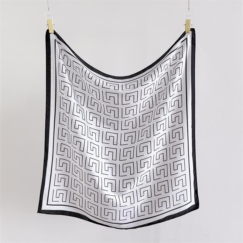 New simple paper pattern simulation silk high-end large square scarf silk scarf printed shawl decorative scarf sunscreen headscarf scarf