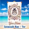 Cat Theme Beach Towel Personalized Custom Name & Text Soft Quick Dry Beach Towel for Swimming Travel