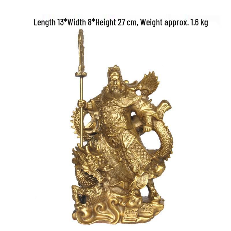 Bronze Guan Gong Riding Dragon Ornament - Home & Shop Gift