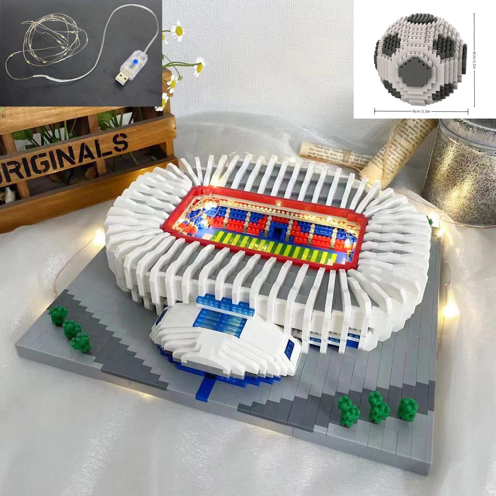 Knew Built Madrid Soccer Stadium with Soccer Ball Micro Blocks Building Toys Experience the Joy of Footballive Good Deco Gift