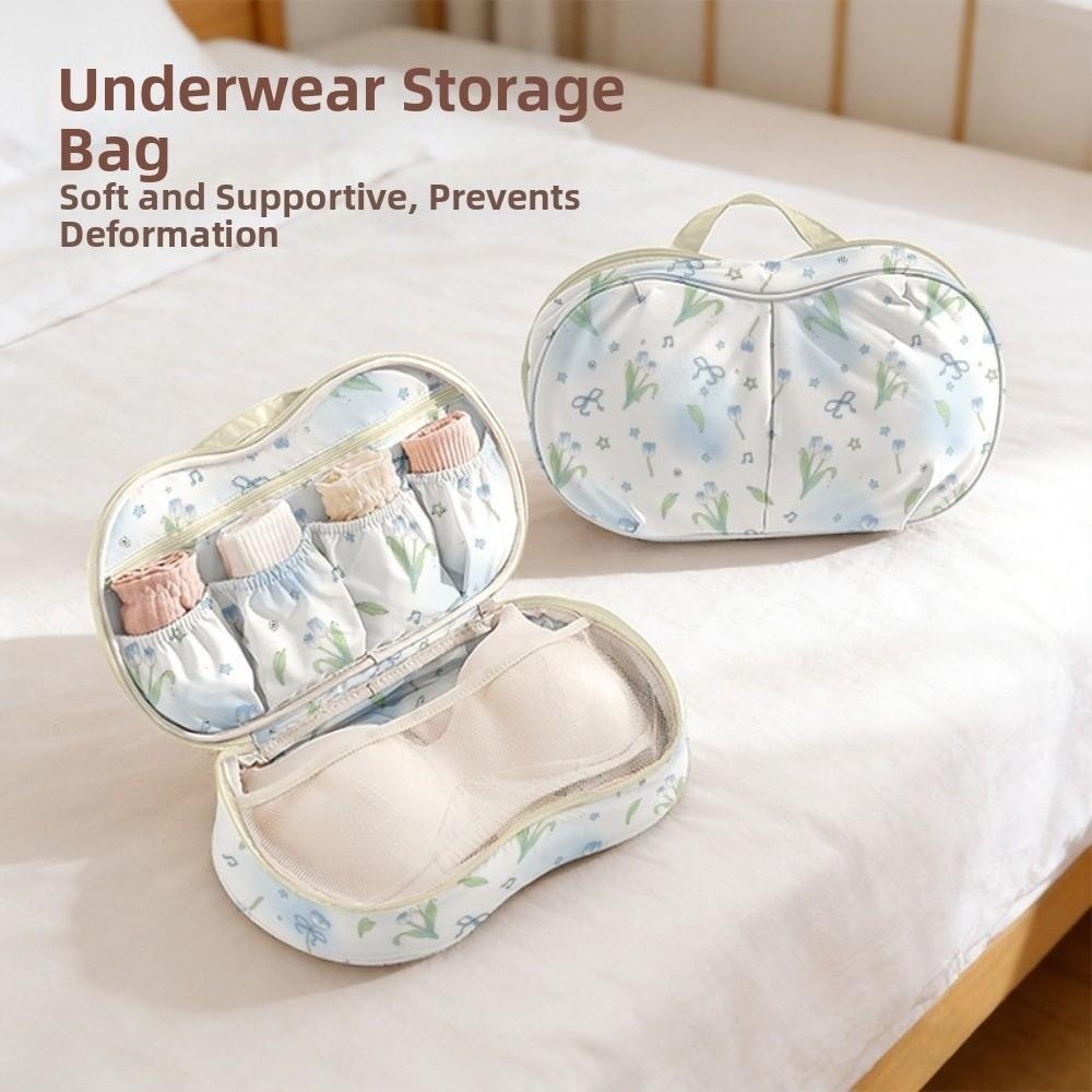 Handheld Underwear Storage Bag Folding Multiple Compartments Bra Storage Bag Breathable 3-in-1 Design Underwear Packing Cube