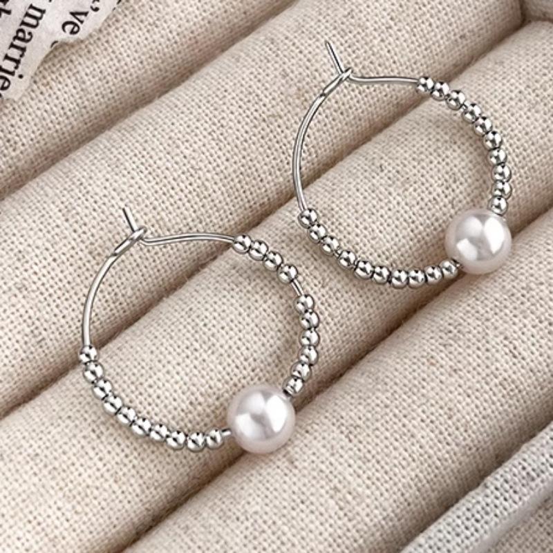 Simple Pearl Earrings Female Sense of Senior Sense of Light Luxury Earrings Hundred with Non-colour-flopping Fashionable and Versatile Earrings