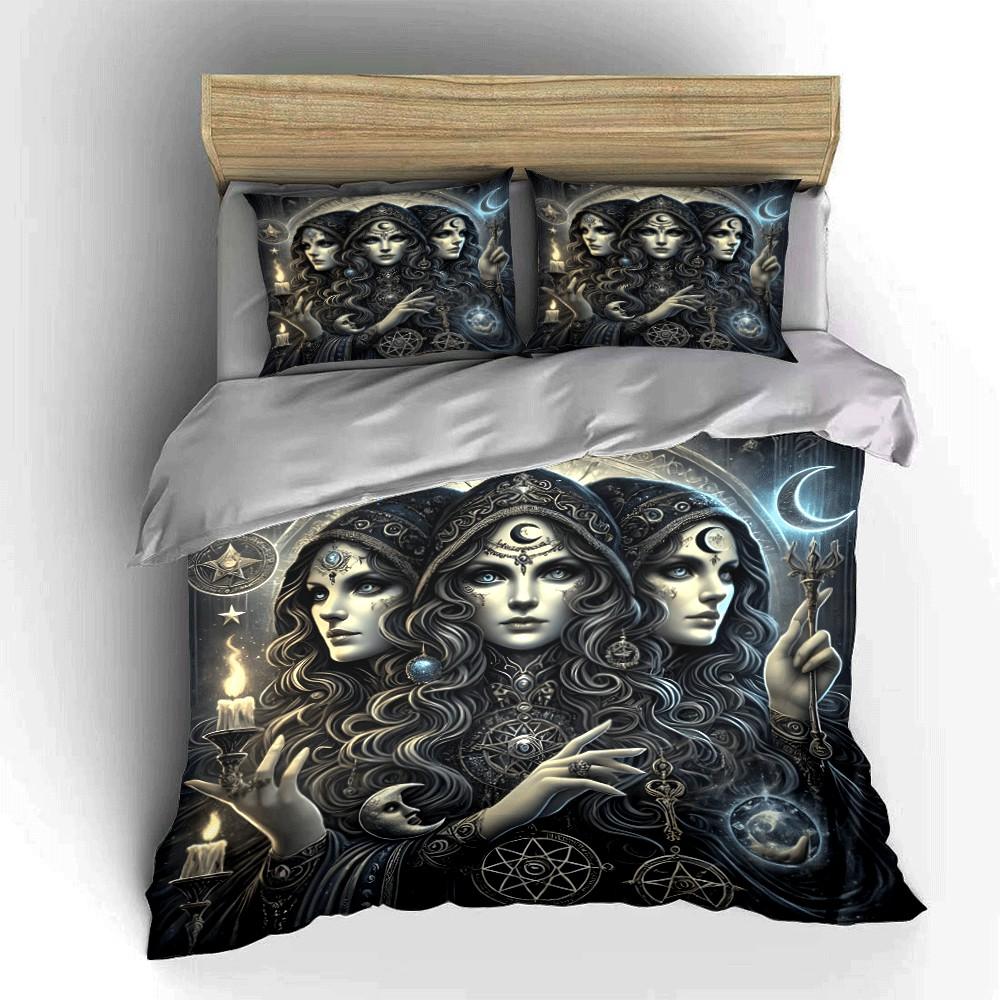 Occult-Inspired Mystical Decor Set Suitable For Spiritual Spaces Or Themed Rooms. Exquisite Three-Piece Bedding Set Gift