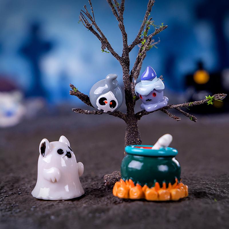 Halloween Micro Landscape Decoration Miniature Figurines Cartoon Resin Small Ornaments Crafts Cute Pumpkin Ghost Decoration
