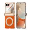 Galvanisierte Leder-Funda für Motorola Razr 60 Ultra 70 Ultra Scharnier-Case Drehbarer Magnetischer Ring Ständer Abdeckung mit Kleiner Bildschirmfolie
