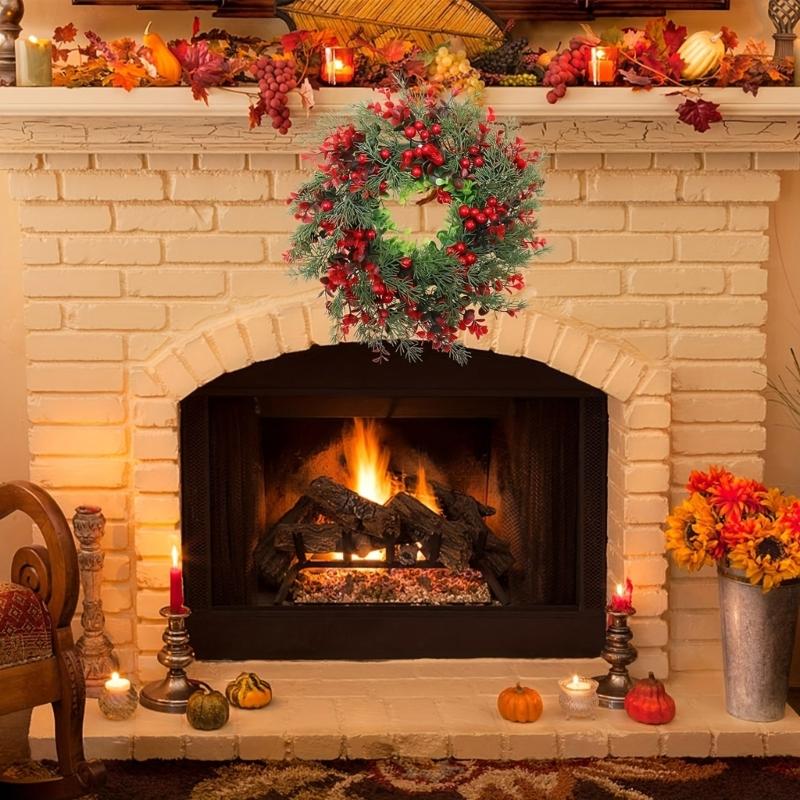 Fashion Christmas Garlands Green Portable Stylish Wreath with Berries Accent for Door and Wall Festival Decoration