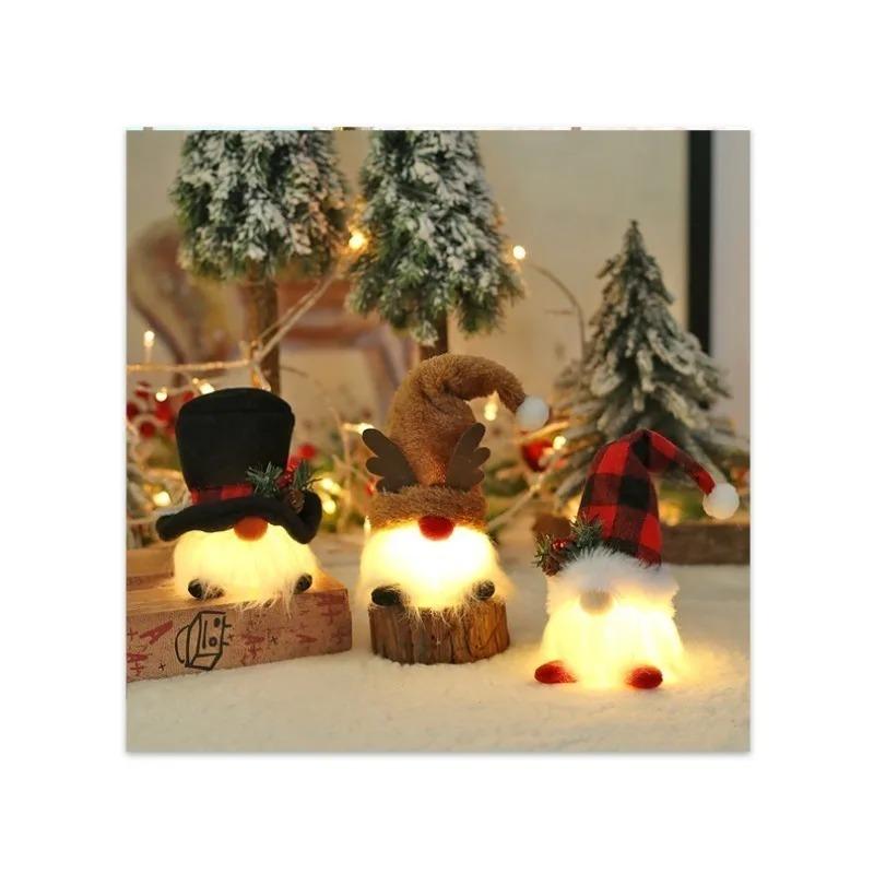 Cute Santa Gnome Plush Doll, Illuminated Christmas Tree Ornaments, Suitable for Xmas Party Favors & Home Decor