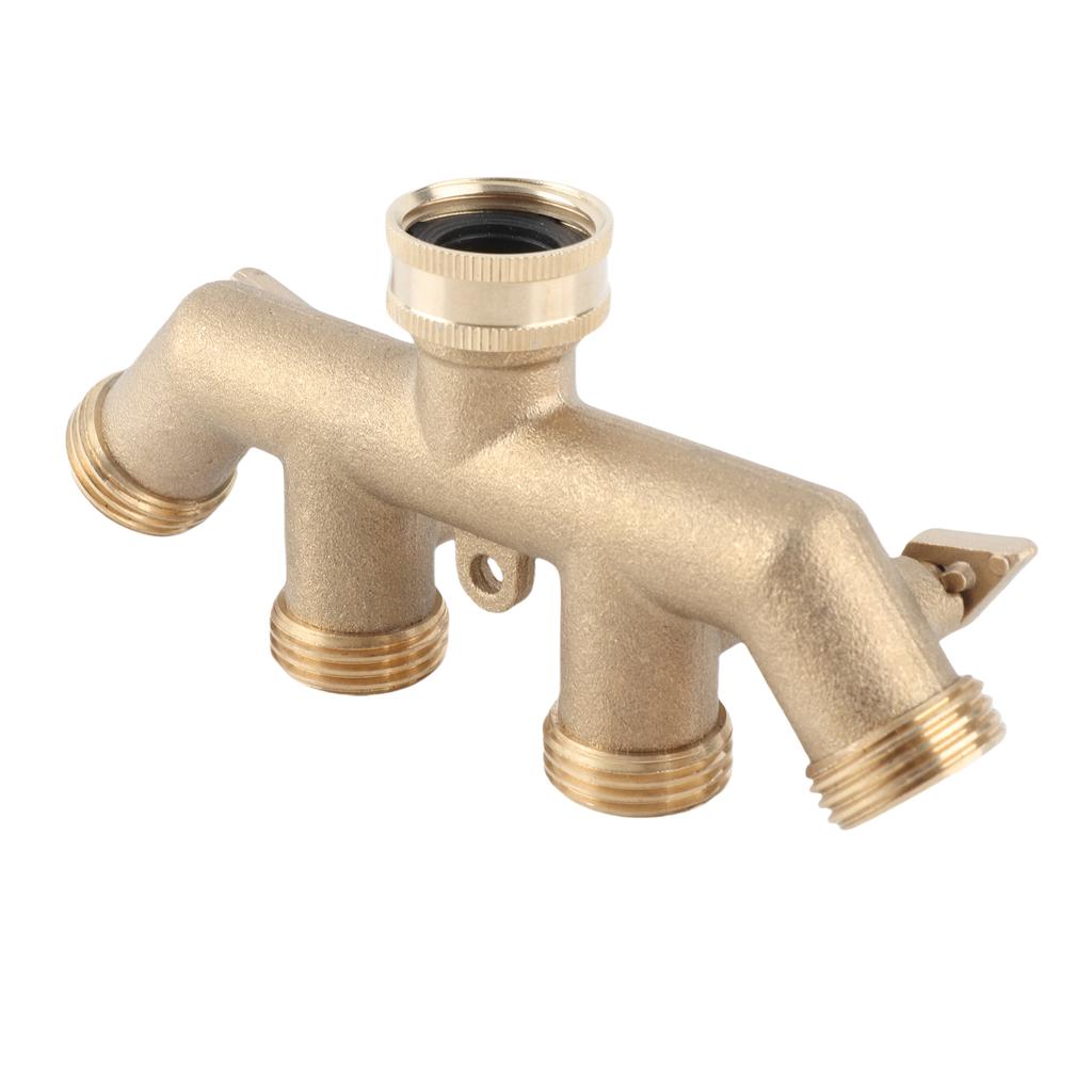 G3 4 Ottone 4 Vie Divisore per Tubo da Giardino Valvola a Sfera Adattatore per Tubo Connettore Valvola Rubinetto Acqua