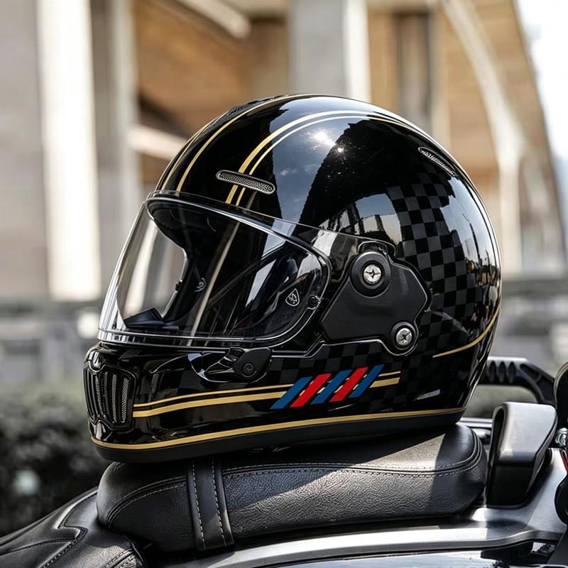 DOT Retro Full Face Motorcycle Helmet 3C Certified Small Shell Men Women Scooter Cruiser With Bluetooth