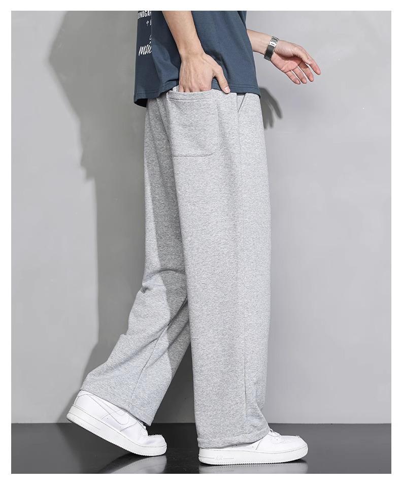 Men's Gray Summer Lightweight Wide-Leg Sweatpants - Casual, Versatile, Loose-Fit Sports Pants