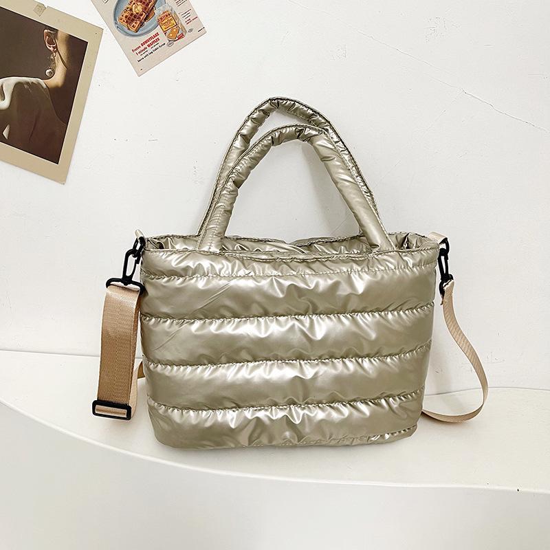 Laminated Winter Tote Bag: Stylish Lightweight Crossbody & Shoulder Women's Down Coat Bag