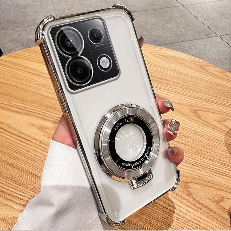 

Противоударный прозрачный магнитный чехол-подставка для Xiaomi Redmi Note 14 Pro+ 15 14C 14 Pro 14S 13C 13 Pro+ 13 Pro 13R 12C 12 Pro 12S 10C 10 11 Pro A5 Redmi A5 серебряный