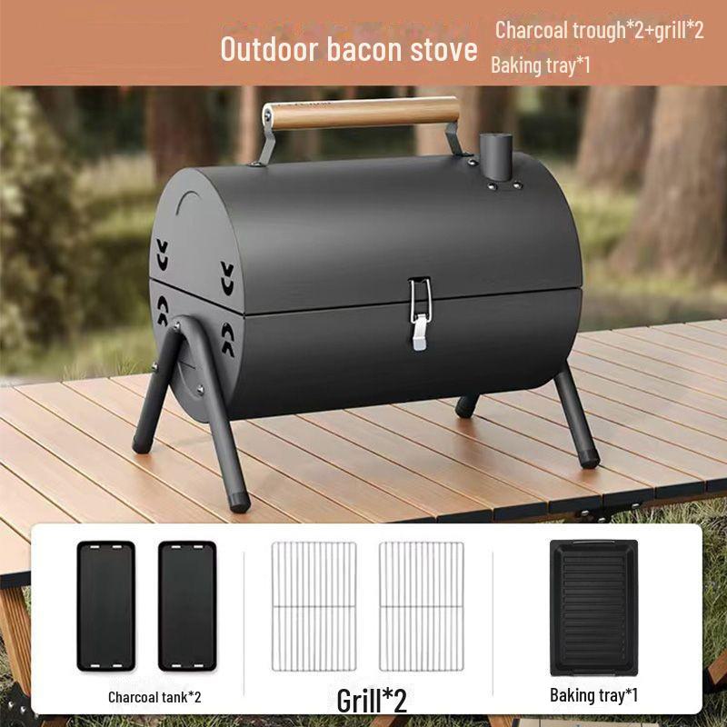 

«Переносная двухсторонняя стойка для угольного барбекю Zibo для кемпинга на открытом воздухе»