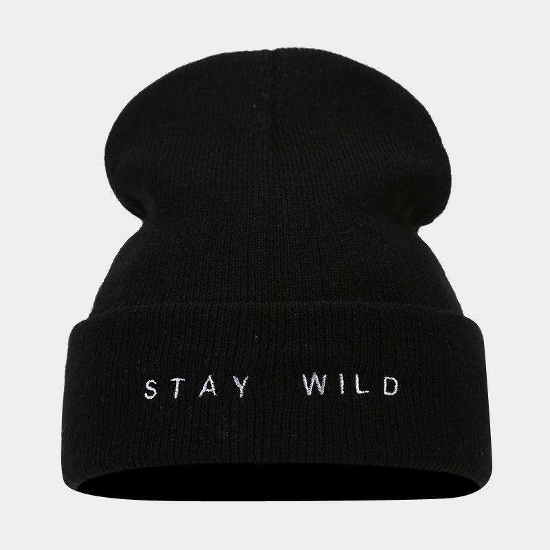 Autumn and winter new large board knitted hat men's trendy personality retro cold hat women's fashion letter embroidery simple stacking hat