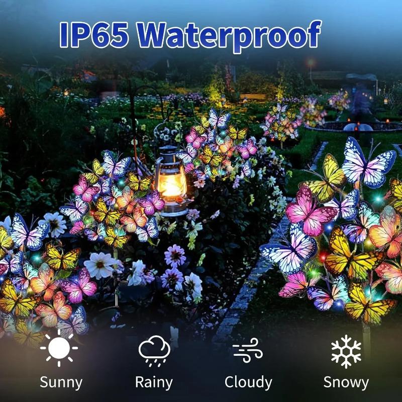 Solar LED Butterfly Flower Lawn Light Outdoor Waterproof Simulation Butterfly Landscape Lamp Garden Path Home Christmas Decorative Light