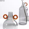 Transparent Gray Glass Vase Hydroponics Plant Pot Table Decoration Flowers Arrangement Floral Vases Room Aesthetic Decor