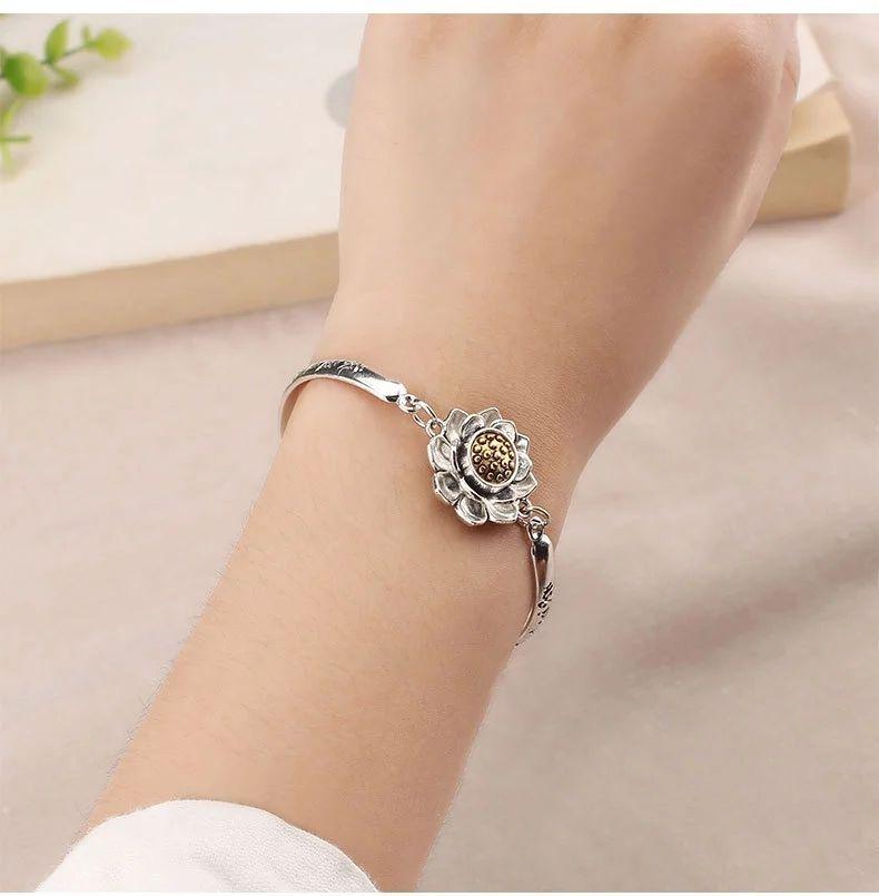 Ethnisch Drehendes Lotus Armband: Sechs-Zeichen-Mantra Modeschmuck für Damen