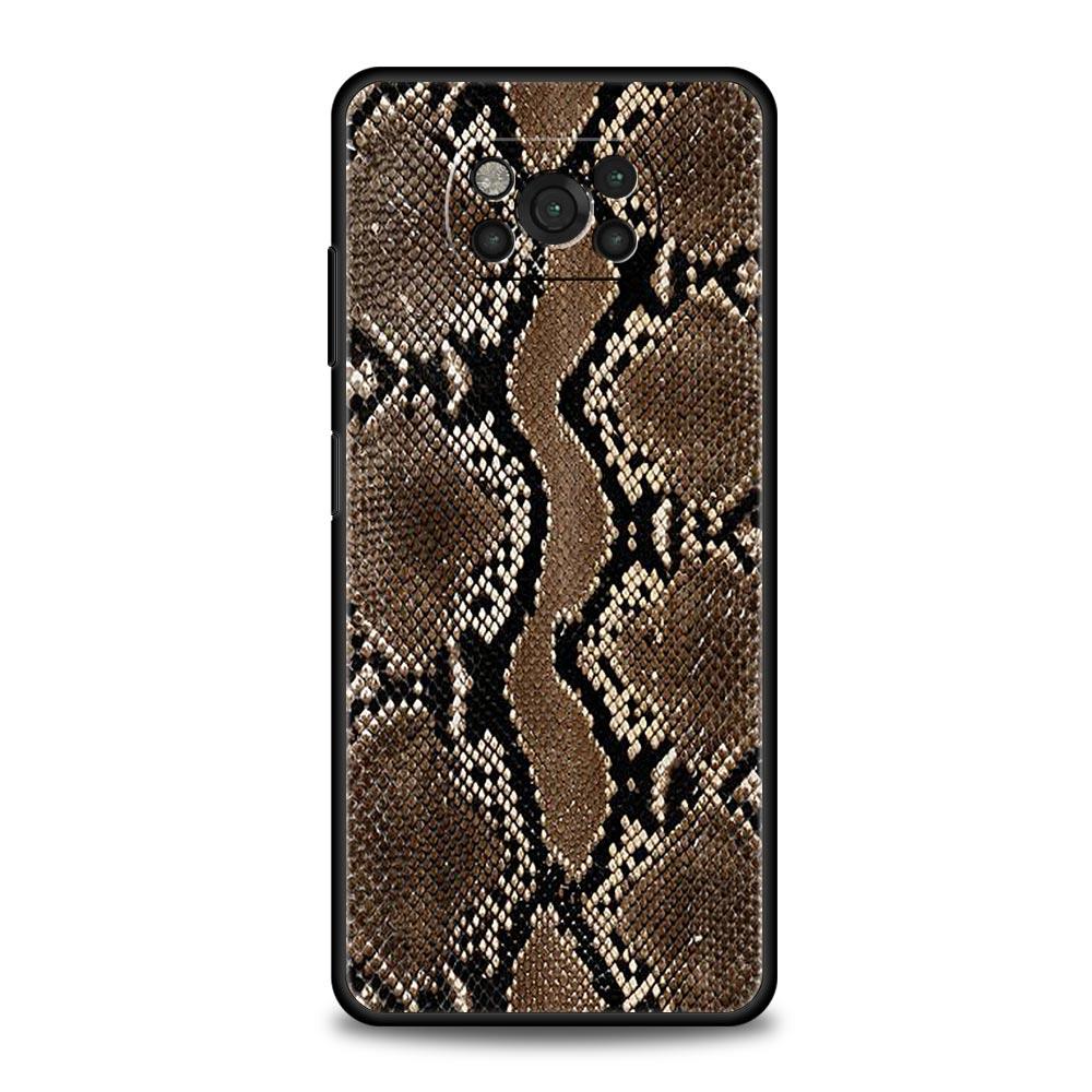 Pretty Luxury Snake Skin Phone Case For For Xiaomi Poco X6 X5 Pro X4 X3 NFC F5 Pro F4 F3 GT M5 M4 Pro 5G M3 C51 C50 C55 Cover
