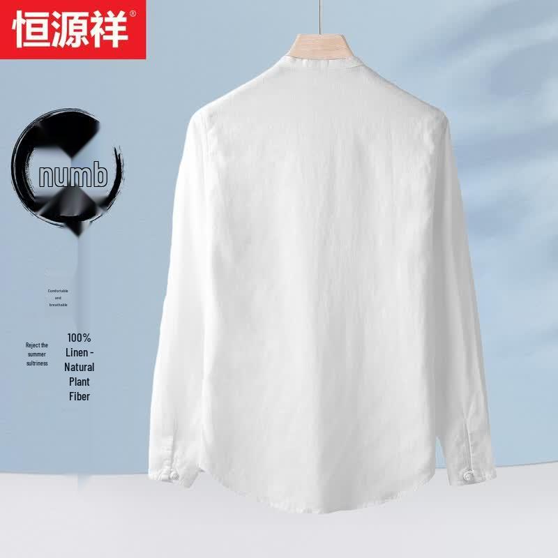 Men's 100% Linen Chinese Style Short Sleeve Shirt