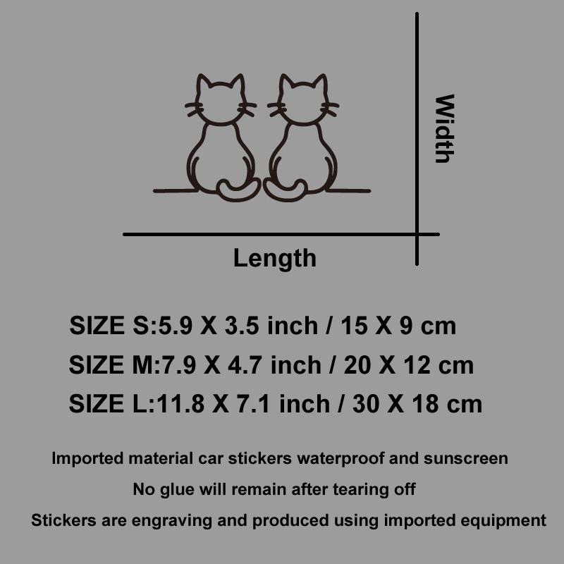 Twin Cat Car Sticker Simple Line Art for Cat Lovers! Decorate Windows/Body, Add Feline Charm. Durable, Weather - Resistant.