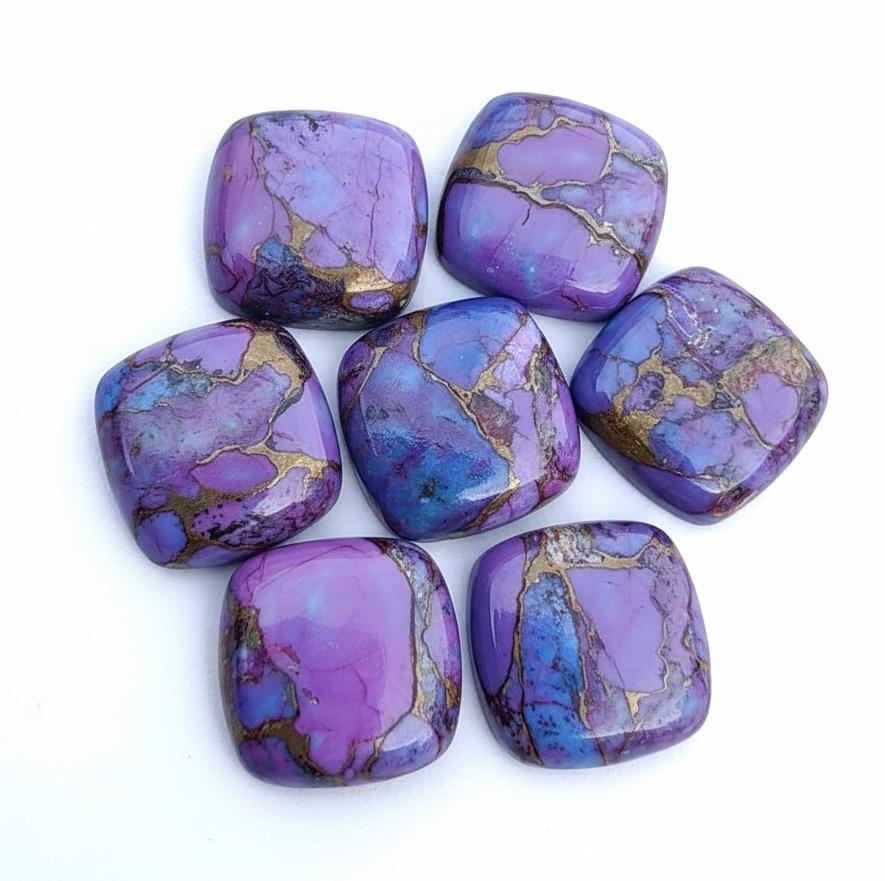 Cabochões de Turquesa Cobre Roxa - Gemas de Formato Quadrado Grau AAA