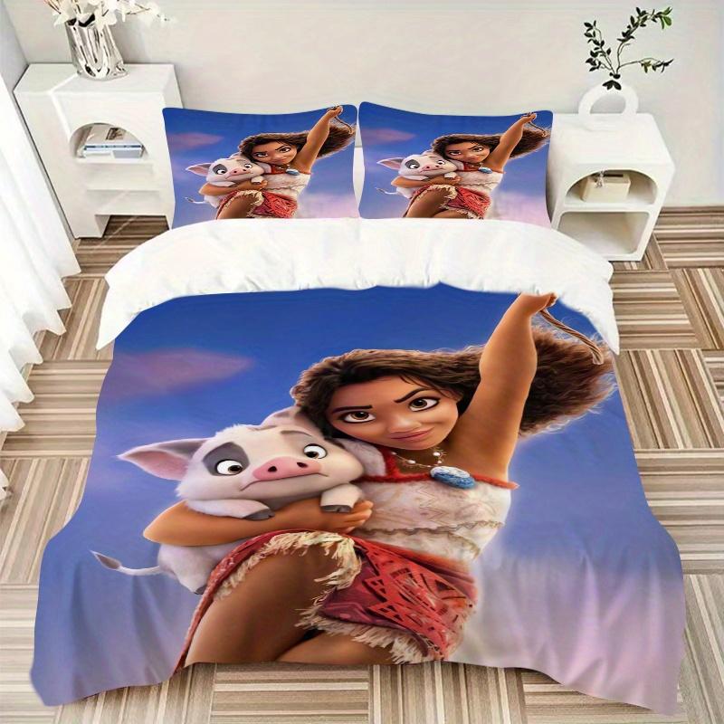 3pcs Moana's Adventure Printed Quilt Set Soft and Comfortable Quilt Cover for Bedroom, Guest Room Q069