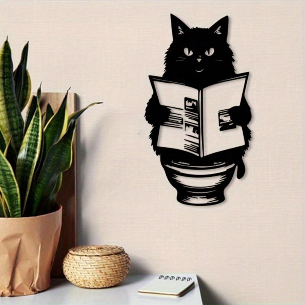 Metal Wall Art Vintage Laundry Cat Statue Rust Resistant Home Decor