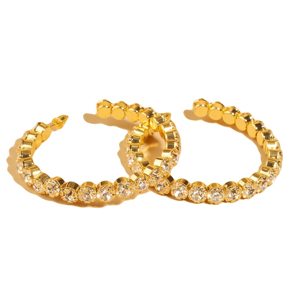 Accessories Versatile Fashion Women's C-shaped Large Earrings, Bridal Diamond Earrings Earrings