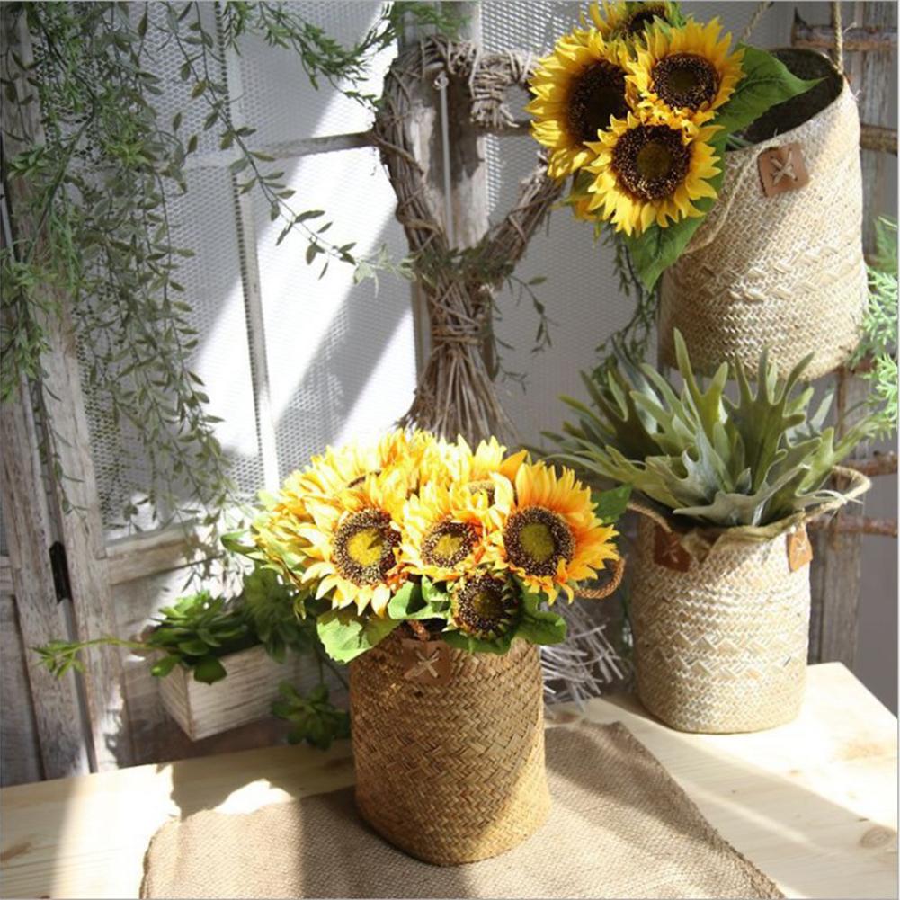 9 Head Sunflower Artificial Bouquet Made of Silk Simulation Floral Arrangement for Home Office or Event Decoration Purposes