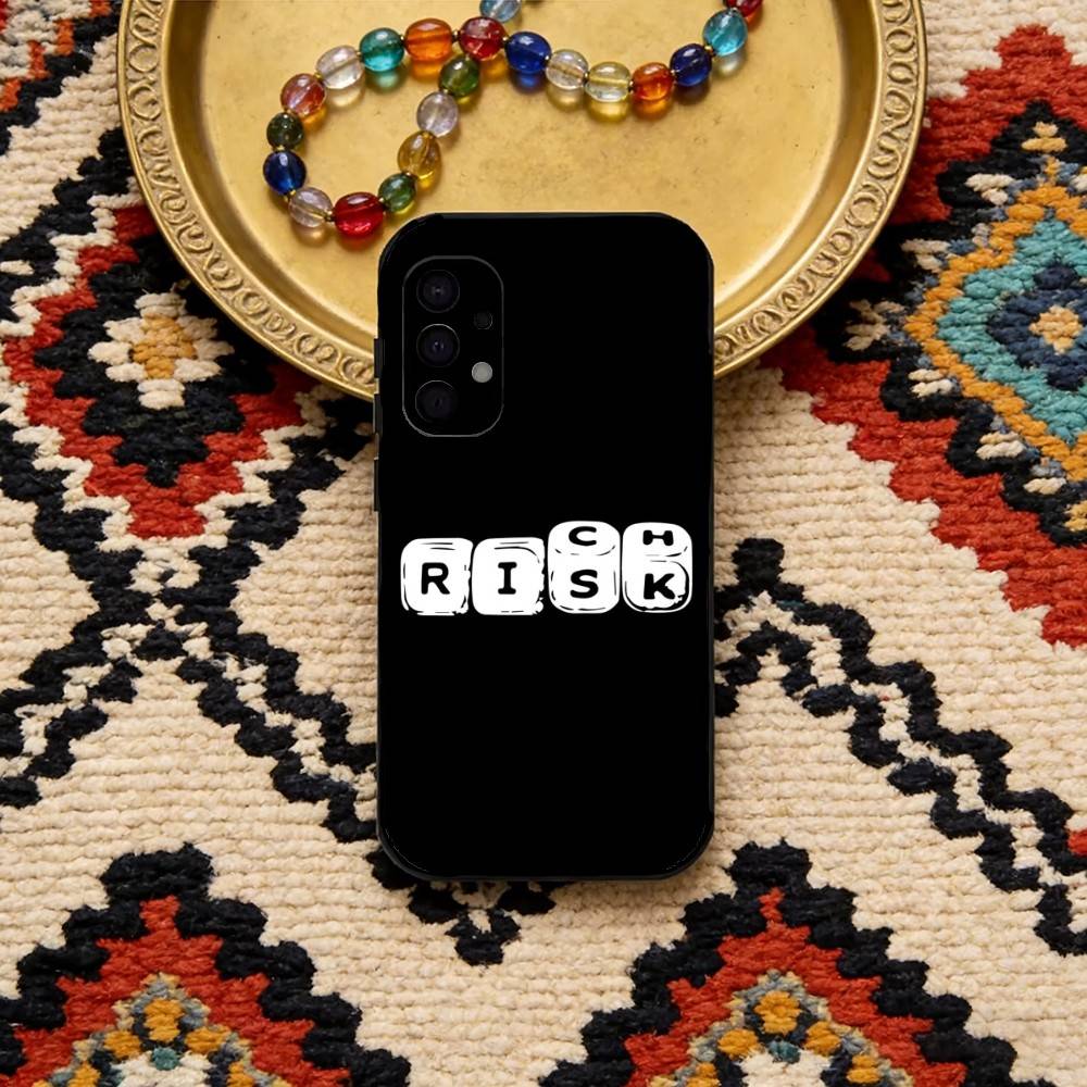 Day Trader Trading RISK RICH Phone Case For Samsung S25,24,23,22,30,21,10,9,Ultra,Plus,FE 5G Black Soft Case