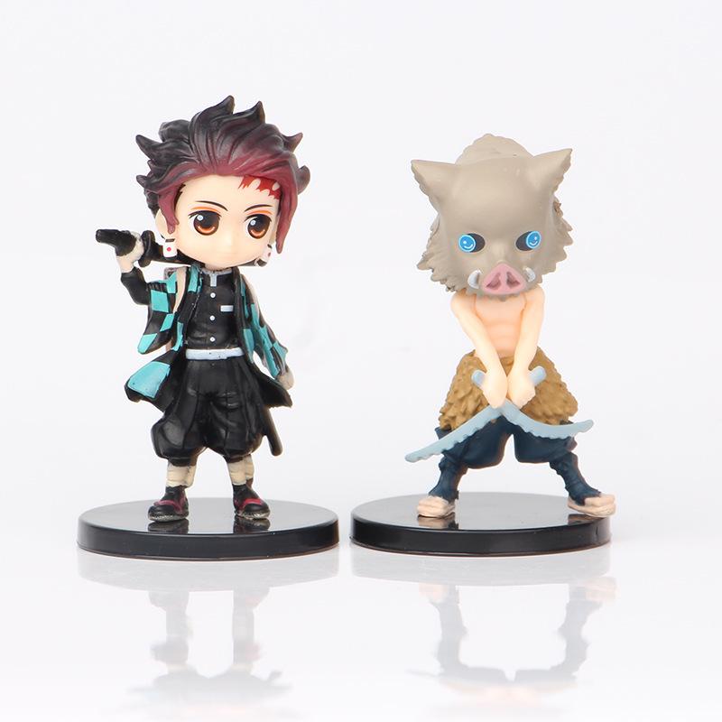 6pcs/set Anime Demon Slayer Figure Kimetsu No Yaiba Figure Q Posket Kamado Tanjirou Kamado Nezuko Agatsuma Figure Toys 7cm