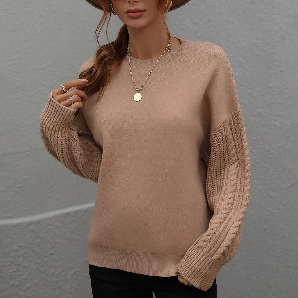 Damen Und Winter Einfarbig Rundhals Langarm Strickpullover Pullover