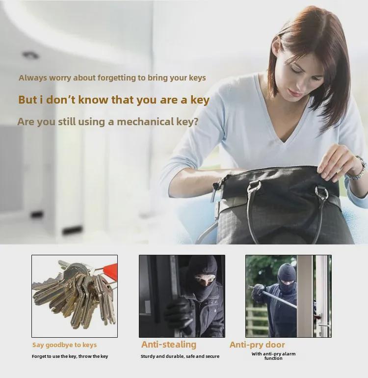 Smart Electronic Glass Door Lock with Fingerprint, Password, and Card Access for Home and Office