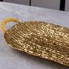 European Fruit Tray, Household Metal Bark Texture Shape Exquisite Handle Cake Plate,Gold Snack Plate Wedding Decoration,20inch