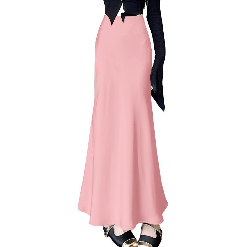 

ZANZEA Женские однотонные повседневные длинные юбки с боковой молнией XL розовый