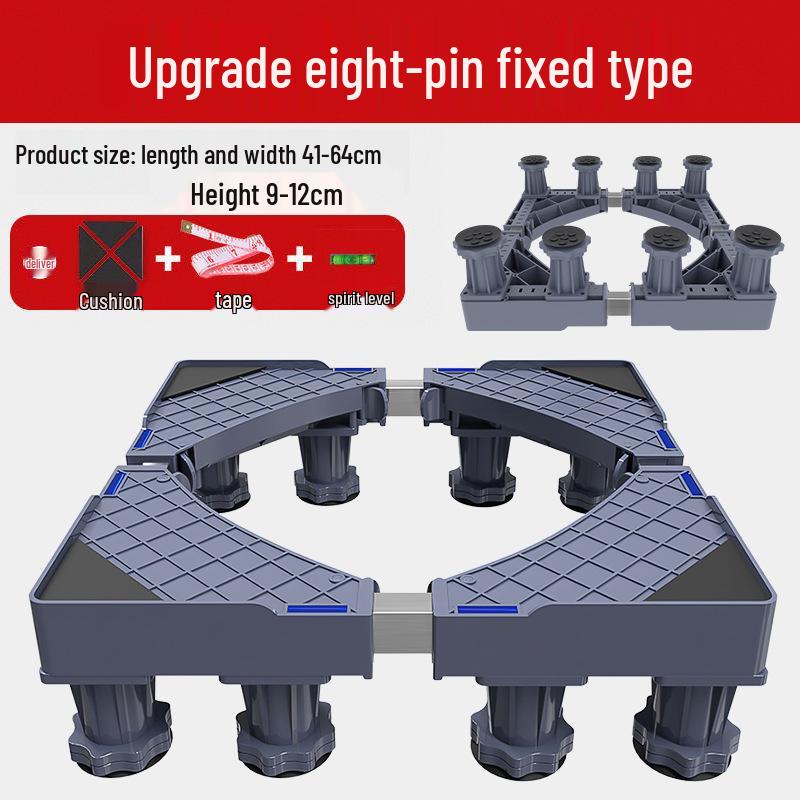 "Adjustable Gray Washing Machine Stand with Pulley Brake & Stainless Steel Pipe"