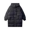 Corner buckle down jacket women's long over the knee 2024 winter new hooded thickened white duck down warm jacket large size