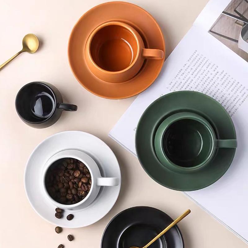 Solid enkel Cappuccino kaffekopp og tallerken Todelt sett keramisk krus Enkel vannkopp Kaffekopp Frokostkopp Melkekopp