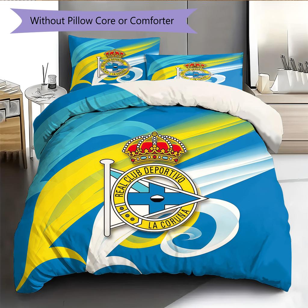 Juego de Colcha con Patrón del Deportivo La Coruña Decoración del Hogar Regalo (1 funda nórdica + 2 fundas de almohada sin relleno.)
