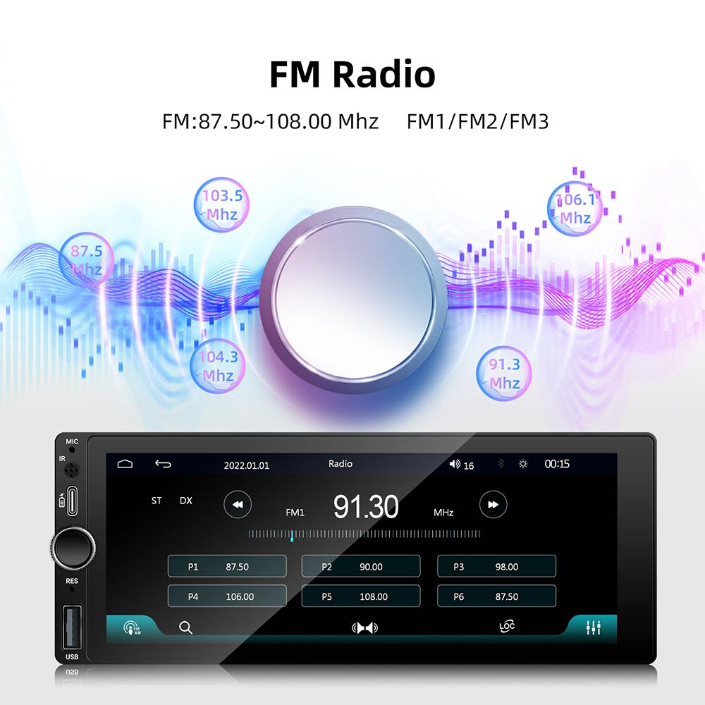 1din 6.86" Android MP5 Car Stereo Radio Carplay Android Auto Bluetooth FM Radio Receiver TF/USB Multimedia