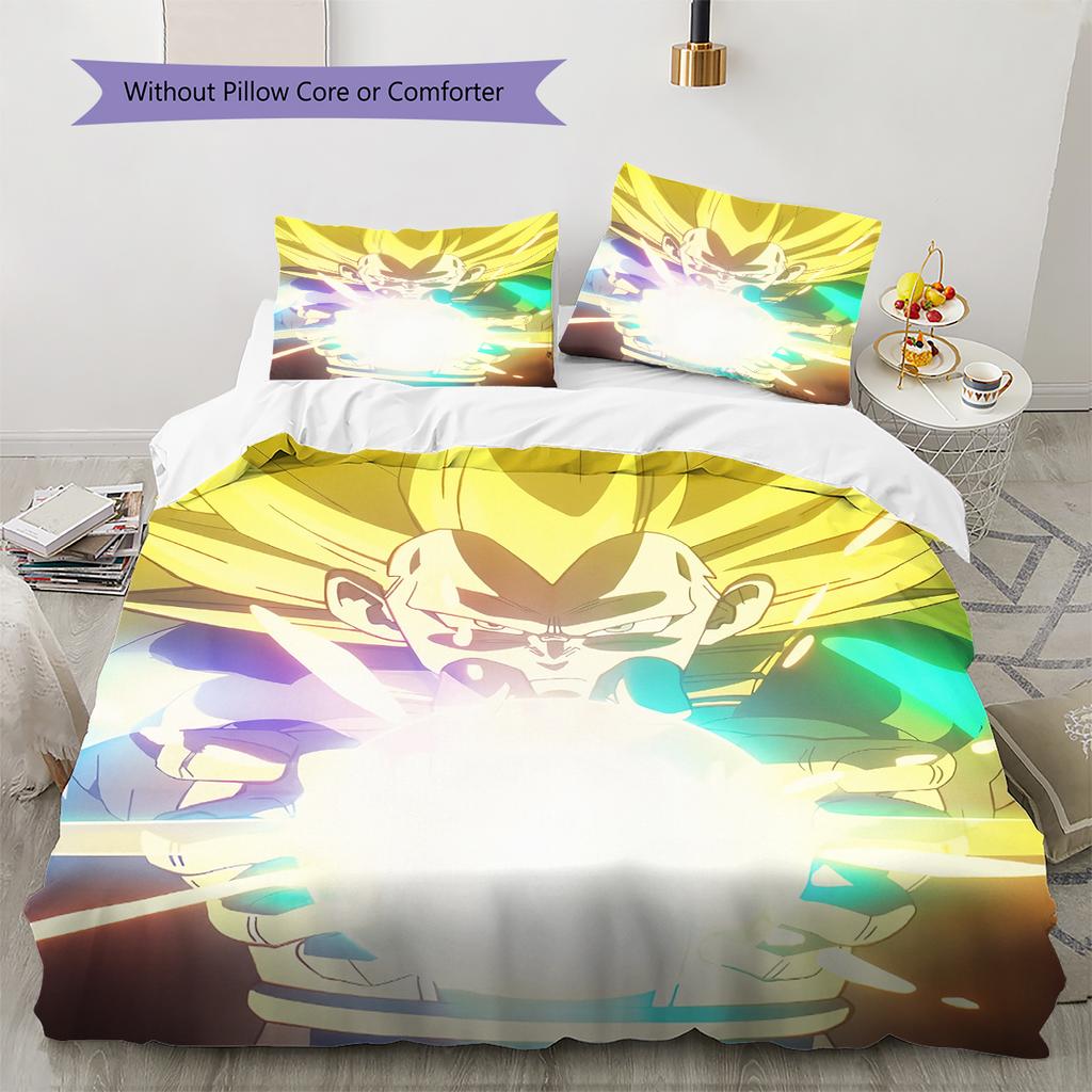 Pościel z wzorem kreskówki Dragon Ball Vegeta Dekoracja domu Prezent urodzinowy (1 * poszwa na kołdrę + 2 * poszewki na poduszki, bez rdzenia)