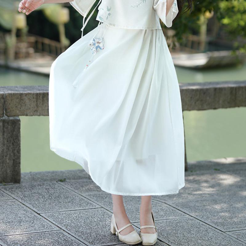 Women's Chinese Retro Tang Suit Cheongsam Top & Zen Tea Two-Piece Set