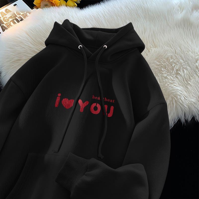 

Women s Korean-Style Fleece-Lined Hoodie - Milky Fufu, Loose Fit, Skin-Whitening Effect, Ideal for Autumn/Winter 2XL (146-170 lbs)