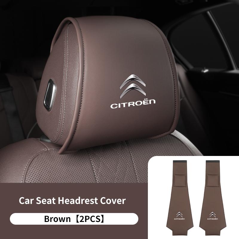 

2PCS Leather Car Seat Headrest Protective Cover Accessories For Citroen C4 C3 C5 C2 Berlingo Celysee Cactus Picasso Saxo Grand