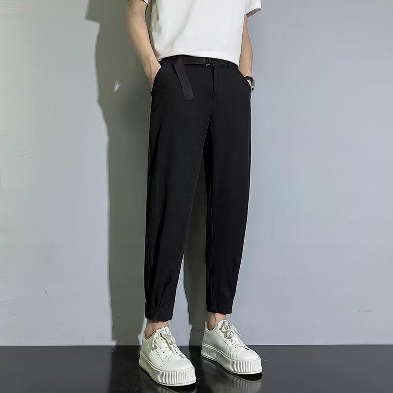 Fashion simple youth popular ins lazy solid color trendy trousers men's casual trend summer trousers new